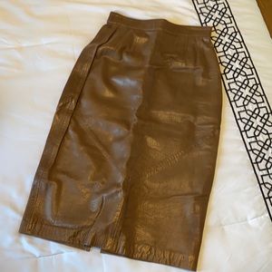 Brown leather skirt